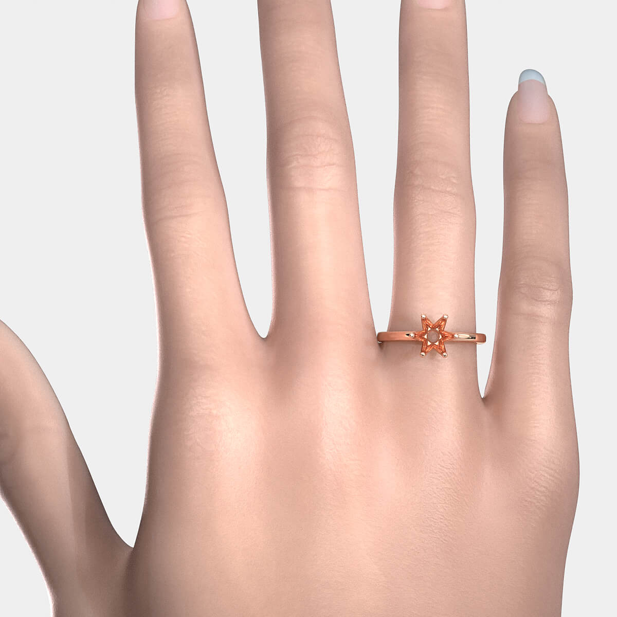 4.5g Six Prong Set Solitaire Style Engagement Setting Semi Mount Ring